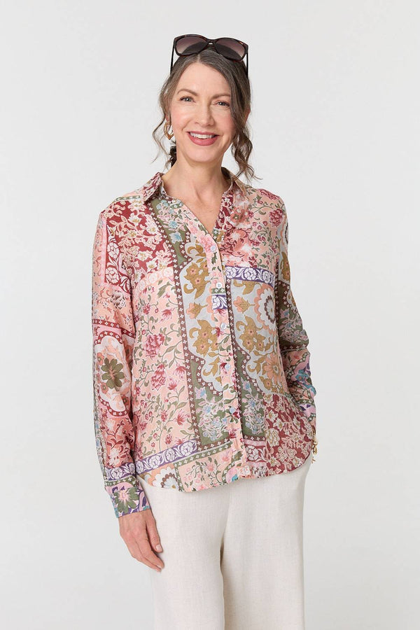 Mosaic Print Long Sleeve Shirt