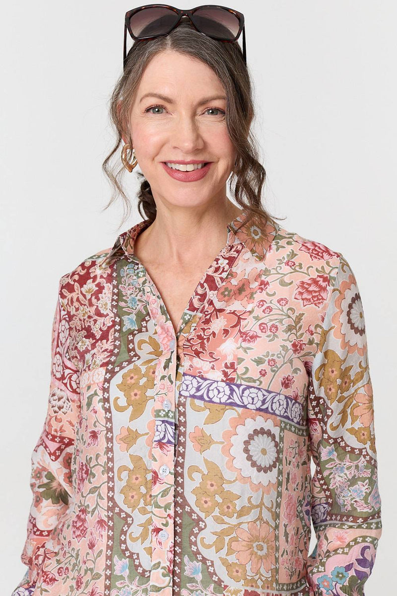 Mosaic Print Long Sleeve Shirt