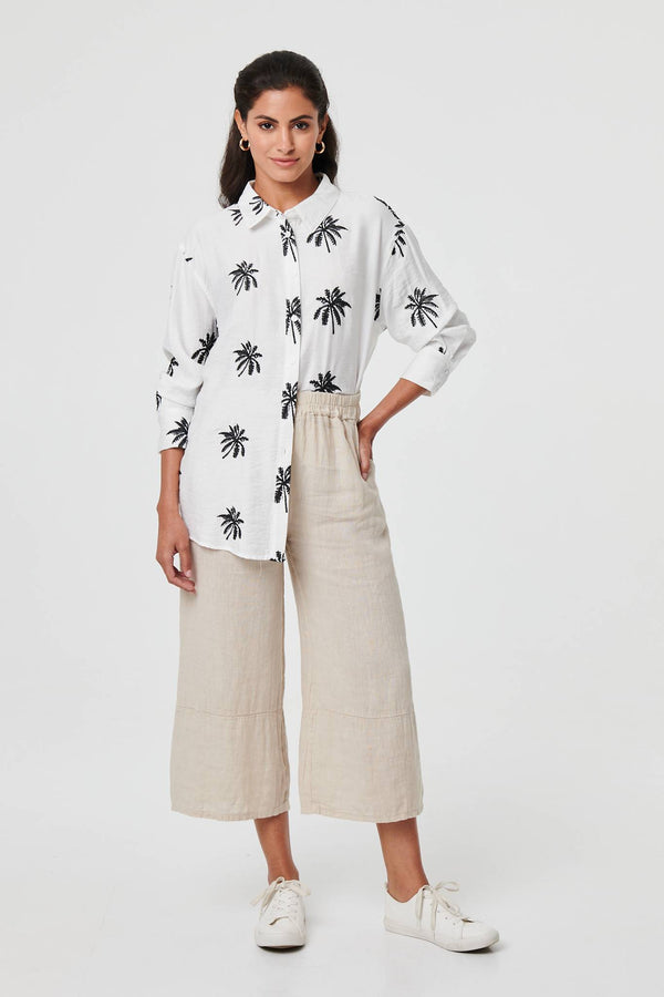 Tropical Print Relaxed Long Sleeve Shirt