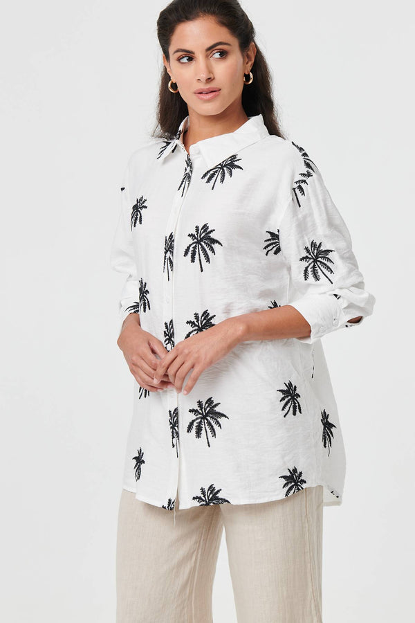 Tropical Print Relaxed Long Sleeve Shirt