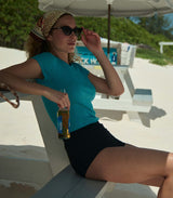 VIVI CASHMERE TEE -- MEDITERRANEAN SEA