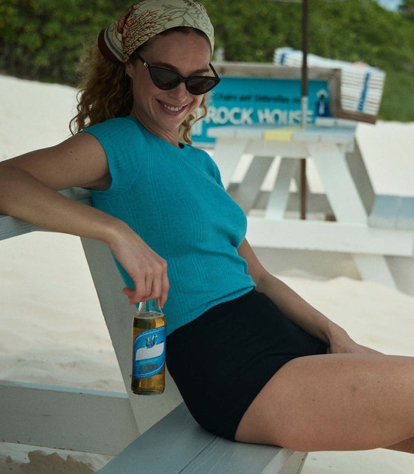 VIVI CASHMERE TEE -- MEDITERRANEAN SEA