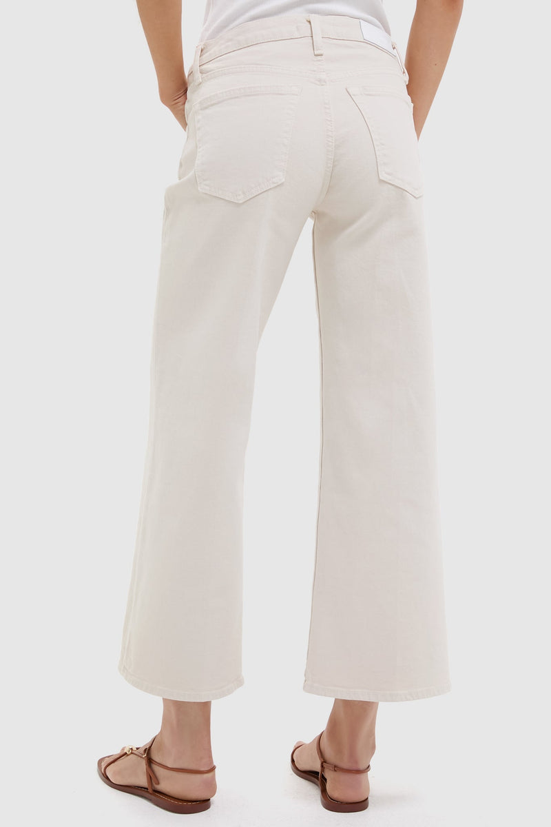 Vintage White Mid Rise Wide Leg Crop